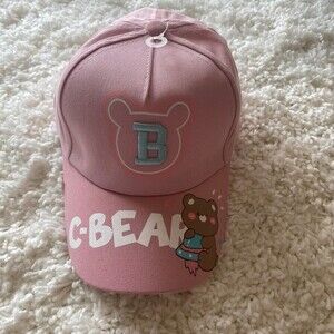 Children's Ball Cap. Pink Multi. One Size.  Cute Bear Design. Adjustable Velcro.